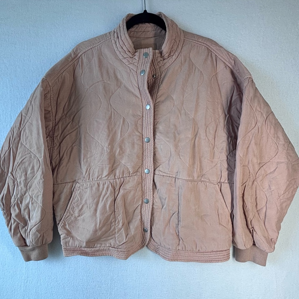 BLANK NYC Women's Tencel Drop Shoulder Quilted Jacket Sand Drift Size Large